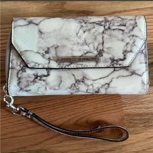 Rebecca Minkoff Marble Print Zip Around Wallet + Wristlet 🤍